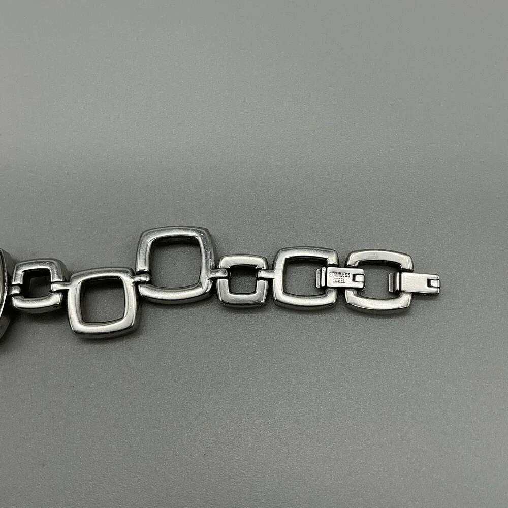 Fossil ES1869 Womens Watch 22mm Stainless Square Link New Battery 7.5